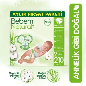 Bebem Natural Bebek Bezi 2 Beden Mini Aylik Firsat Paketi 210 Adet 0001