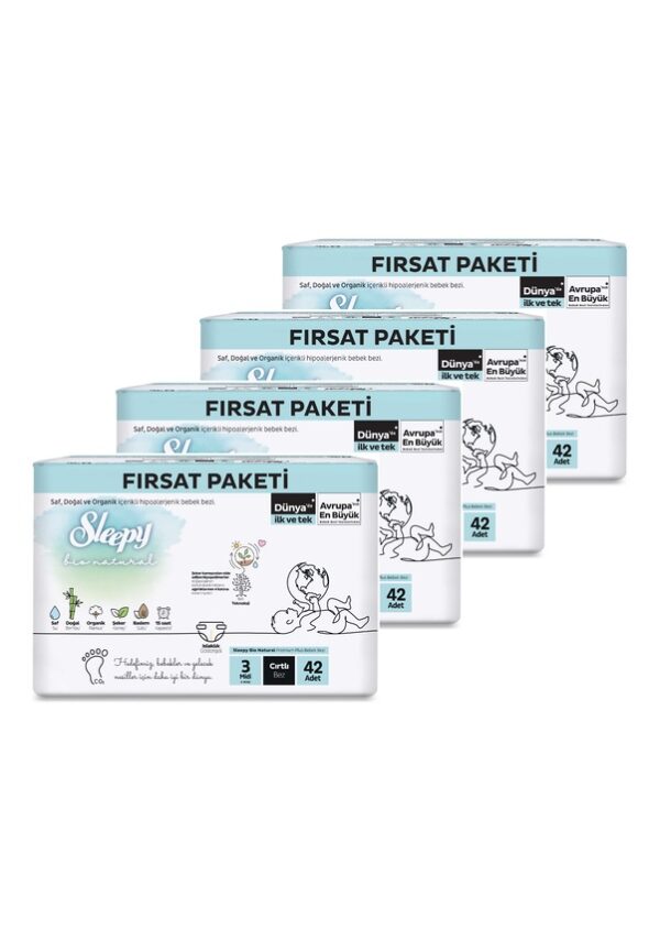 Bio Natural Mega Fırsat Paketi Bez 3 Numara Midi 168 Adet